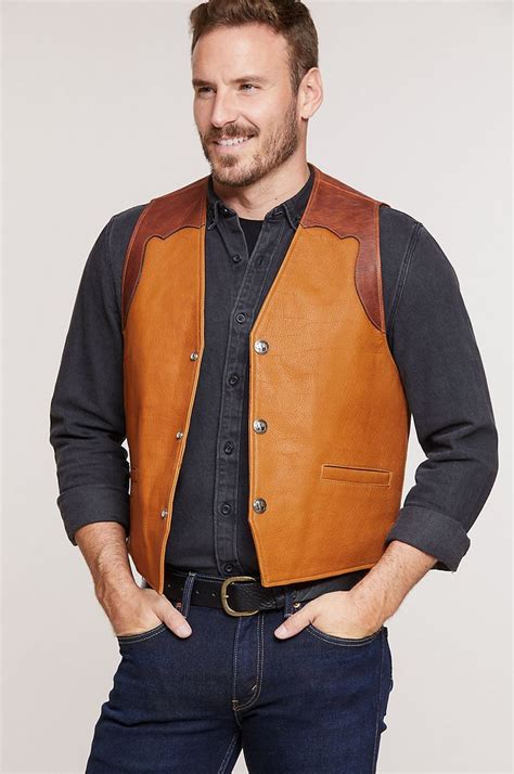 Garrison Bison Leather Vest With Concealed Carry Pockets Leather Vest