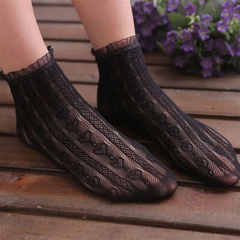 Floral Hollow Cotton Thin Socks Women Lace Invisible Ankle Sock Low Cut