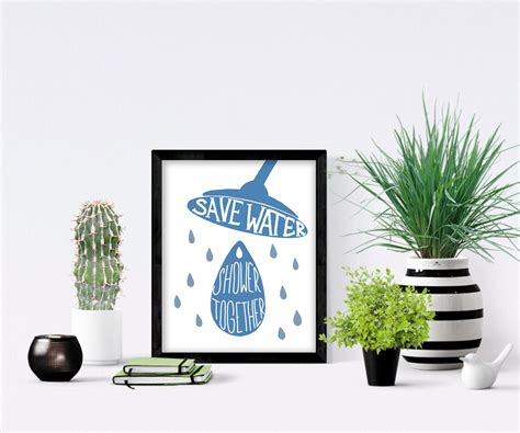 Save Water Shower Together Funny Bathroom Sign Art Bathroom Wall Art Bathroom Printable