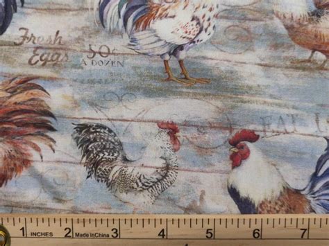 Chicken Fabric 100 Cotton Fabric Fabric By The Yard Etsy