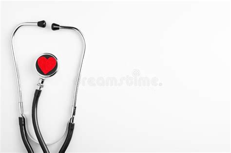 Stethoscope Red Hearts White Background Cardiology Medicine Stock