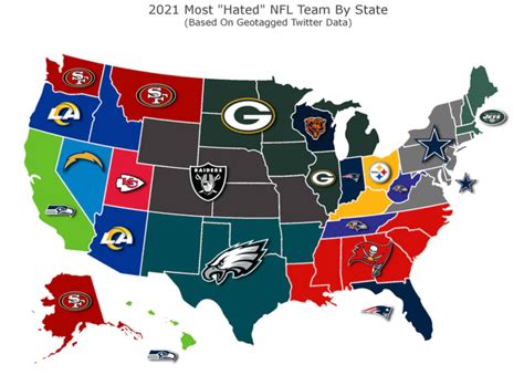 New Map Shows Most Which Nfl Team Each State Hates The Most For 2021