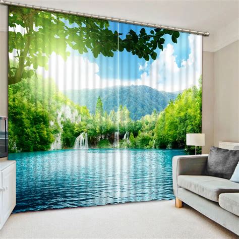 3d Curtain Lake Scenery Modern Curtains For Living Room Bedroom