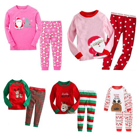 Boys Girls Christmas Clothes Set Winter Cotton Reindeer Home Sleepwear