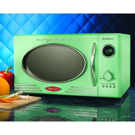 Compact Green Countertop Retro Series Microwave 800 Watt College