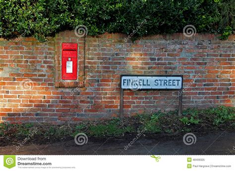 Country Postbox And Road Sign Stock Image Image Of
