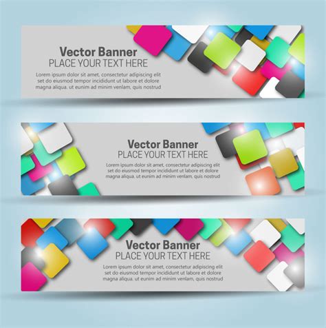 Vector Banner Templates With Colorful Squares Background Vectors