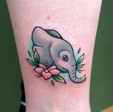 Cute Elephant Tattoo By Katja
