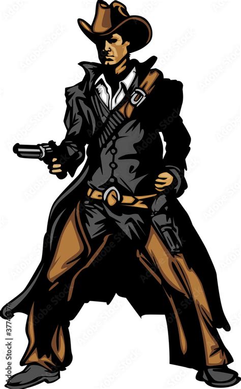 Cowboy Mascot Aiming Shotgun Illustration Royalty Free Stock Image My