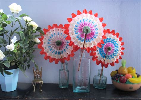 Vintage 1950s Colourful Paper Fans Available From This Way To The