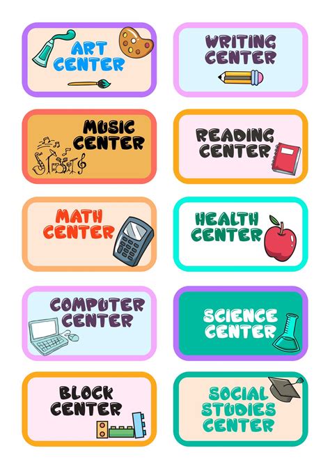10 Best Printable Preschool Center Labels Preschool Center Signs