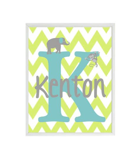 Nursery Wall Art Personalized Name And Initial Elephant Wall Etsy
