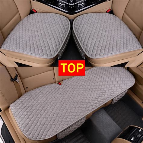 linen fabric car seat cover four seasons front rear flax cushion breathable protector mat pad