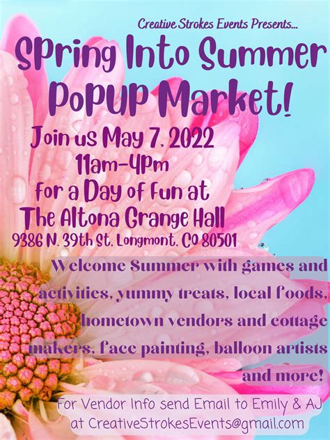 Spring Into Summer Pop Up Market Altona Grange