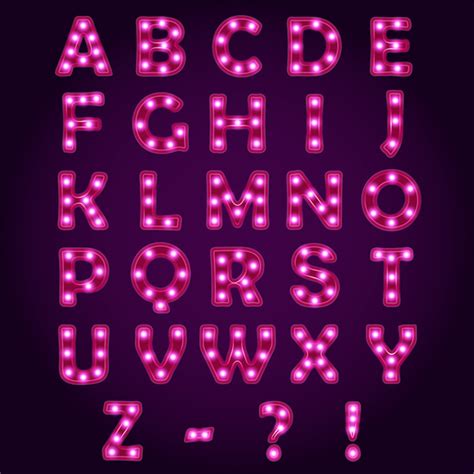 Red Neon Alphabet With Sign Vector Free Download