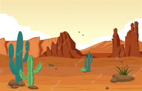Premium Vector Beautiful Western Desert Landscape With Sky Rock Cliff