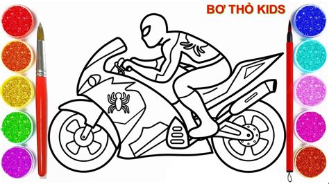 Cara Menggambar dan Mewarnai Spiderman Naik Motor
