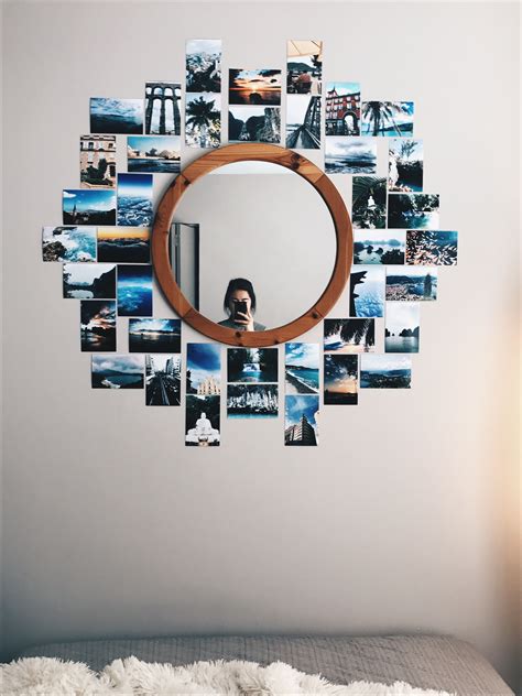 Picture Collage With Round Mirror Mirror Wall Collage Cute Bedroom
