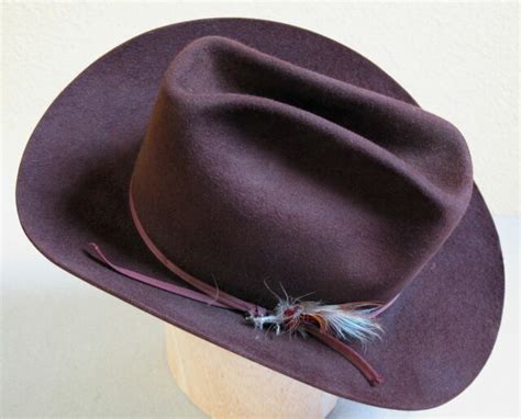 Vintage John B Stetson Cowboy Hat 7 Chocolate Brown 3x Beaver