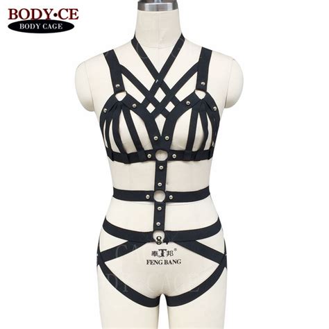 body harness rivet goth fetish bdsm bondage lingerie black elastic sexy harness halloween