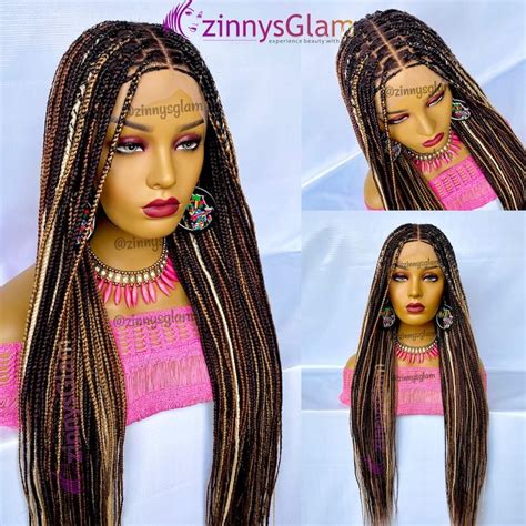 Ready To Ship Knotless Braided Wig For Black Women Glueless Etsy