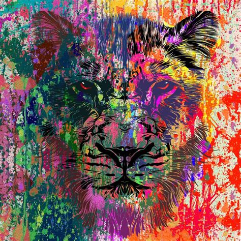 Bright Abstract Colorful Background With Tiger Paint Splashes Stock