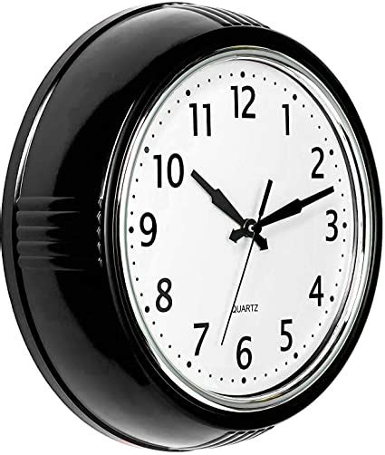 Bernhard Products Black Wall Clock Retro Silent Non Ticking