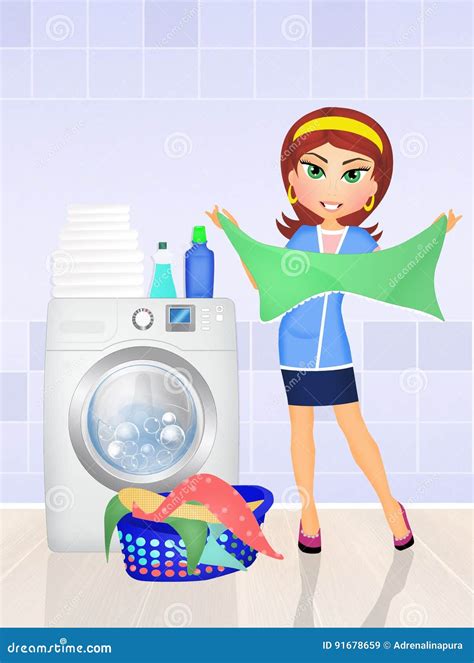 Girl Does The Laundry Stock Illustration Illustration Of Wash 91678659