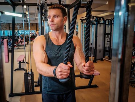 Muscular Man Doing Triceps Exercise Stock Image Image Of Males