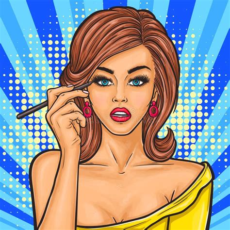 Pop Art Beautiful Young Woman Makes A Face Massage Stock Illustration Illustration Of