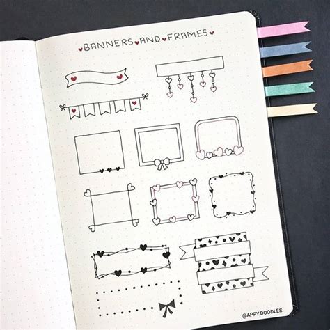 Cute Bullet Journal Borders And Frames By Appydoodles Bujodoodles