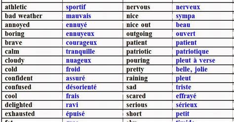 Adjectifs French Adjectives Worksheet 10 Teaching Res