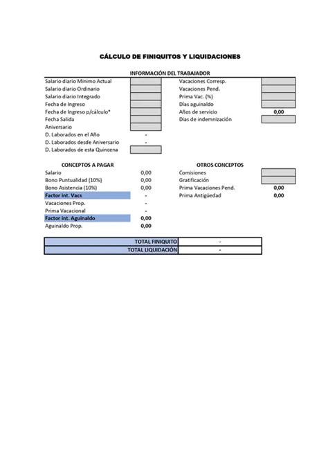Plantilla Excel Para Finiquito Descarga Gratis