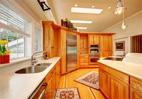 Beautiful Modern Kitchen Room Stock Photo Image Of Furnished Ceiling