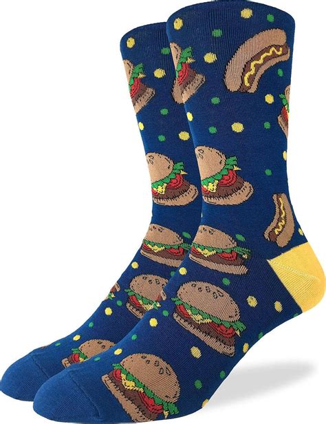 Good Luck Sock Mens Extra Large Burgers And Hotdogs Socks Size 13 17