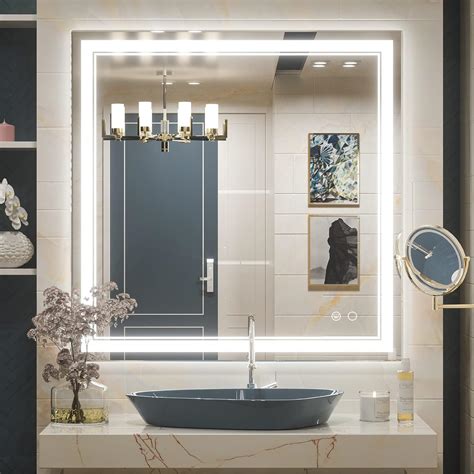 Keonjinn 36 X 36 Inch Led Bathroom Mirror With Lights Front Lighted