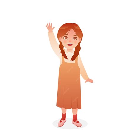 Premium Vector Cute Girl Cartoon Gestures Say Hello