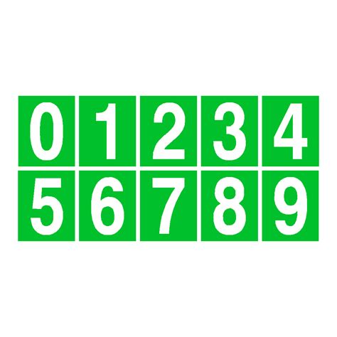 Green Number Sticker Pack 0 To 9 Safety Uk