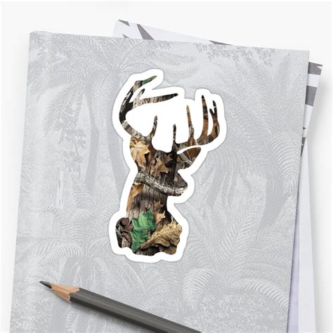 Camo Deer Head Sticker By Newhuman Redbubble