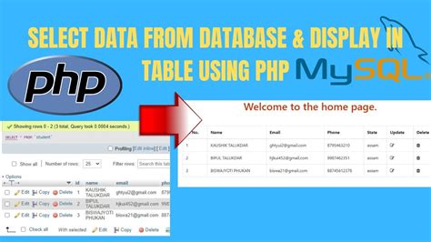 How To Select Data From Database In Php And Display In Table Format Php