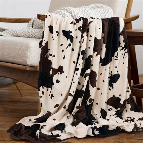 Buy Yiyhuxf Cow Print Blanket Animal Brown Black Milky White Faux Fur