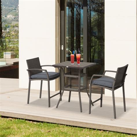 ebern designs 3 piece outdoor pe rattan wicker patio conversation table set with 2 chairs and 1
