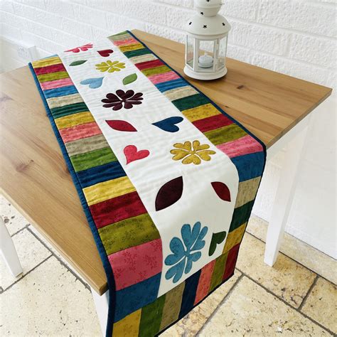 A Hearts And Flowers Table Runner
