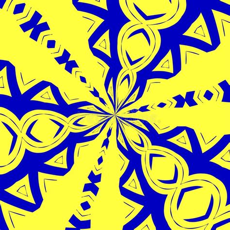 Yellow Blue Round Mandala Geometries Bright Lights Forms Abstract