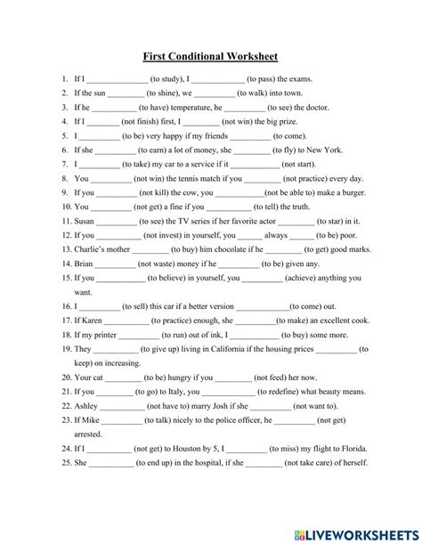 First Conditional Interactive Worksheet For Vii Grade You Can Do The