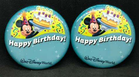 Walt Disney World Disney Parks 2 Happy Birthday Buttons Mickey Mouse 3 Pins New 800 Picclick