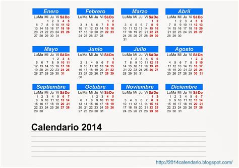 Calendario 2014 Para Imprimir ¡completo Y Listo Para Usar