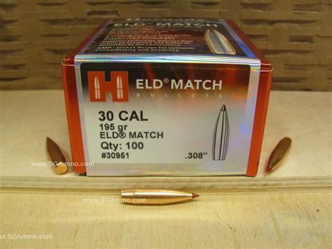 100 Count Box 30 Cal 195 Grain Eld Match Projectile For Handloading