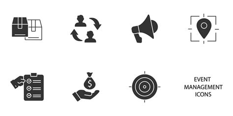 Event Management Icons Set Event Management Pack Symbol Vector