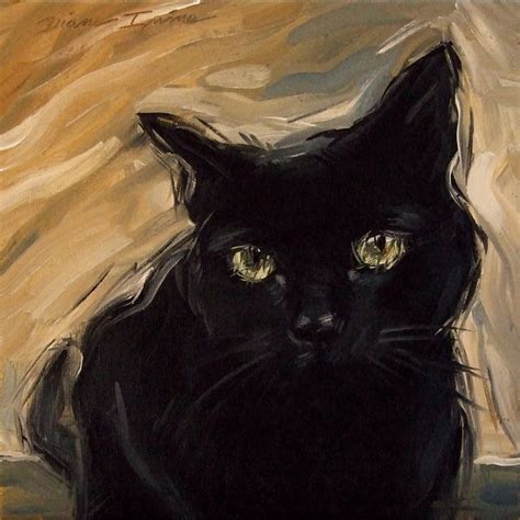 Original Oil Painting Of A Black Cat By Diane Irvine Armitage Black